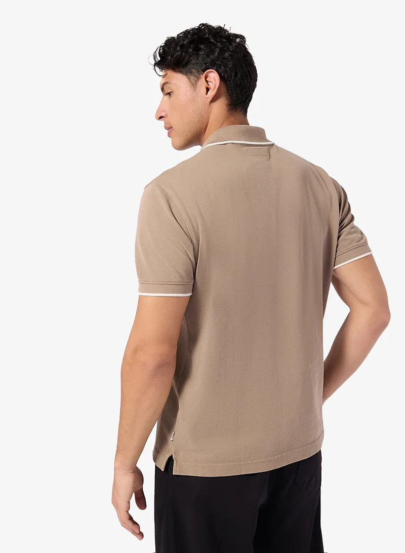 GUESS Embroidered Short Sleeve Tipping Polo Shirt